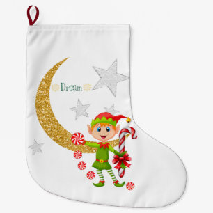 Meia De Natal Grande Parada de Natal, Dream Moon Dourada Elf Peppermint