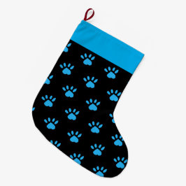 Meia De Natal Grande Parada de Natal Impresso na Pata (Preto e Azul)