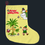 Meia De Natal Grande Parada de Natal, Papais noeis de Summer Beach<br><div class="desc">Parada de Natal Esta estocagem de Natal personalizada é atraente para Papais noeis pequenos presentes. Algo para todos,  Maria lurdis afonso,  https://www.zazzle.com/succeedinbeautybarb</div>