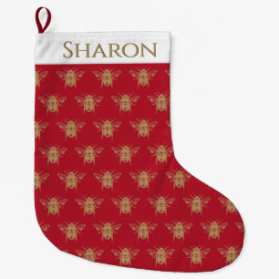 Meia De Natal Grande Parada de Natal Personalizada com Abelha Dourada