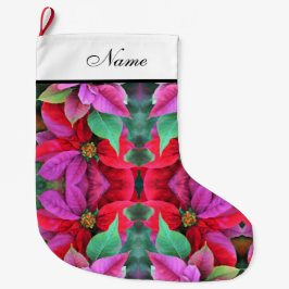 Meia De Natal Grande Parada de Natal Personalizada - Poinsettias