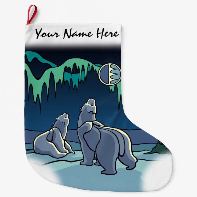 Meia De Natal Grande Paragem do Cubo do Urso Personalizado de Paragem d (Frente)