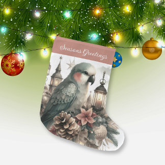 Meia De Natal Grande Parakeet Lanterns Seasons Saudações