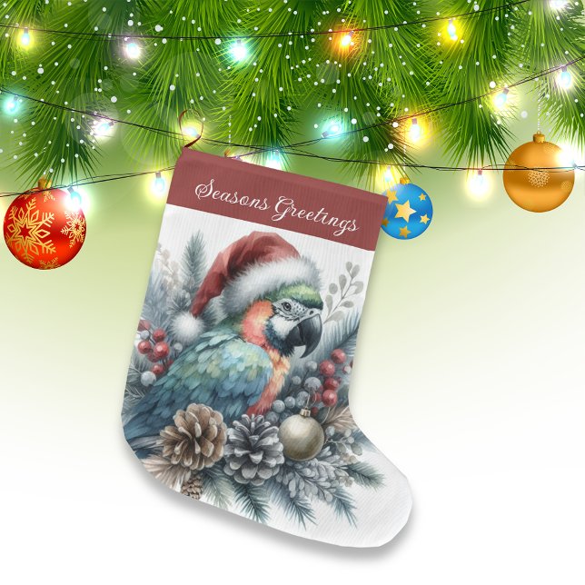 Meia De Natal Grande Parrot Seasons Tropical Saudações Natal (Criador carregado)