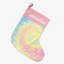 Meia De Natal Grande Pastel Tie Dye Trendy