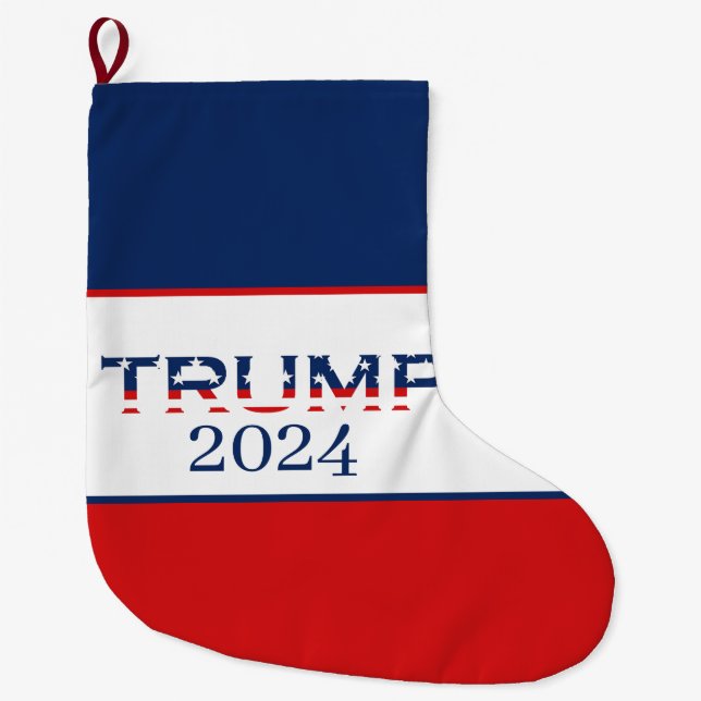 Meia De Natal Grande Patriotic American Flag Donald Trump 2024 (Frente)