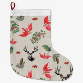 Meia De Natal Grande Patrón botánico de Navidad