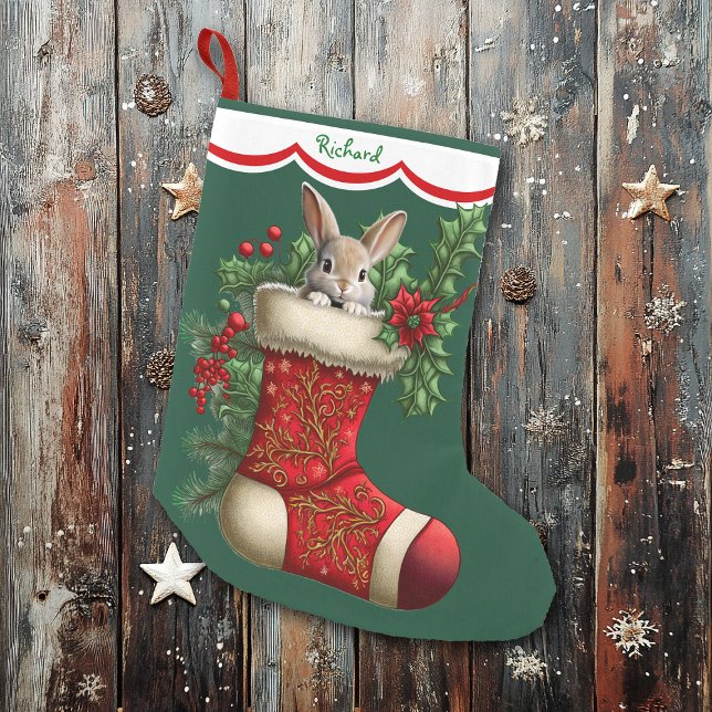 Meia De Natal Grande Peeking Cujo Coelho Engraçado (Criador carregado)