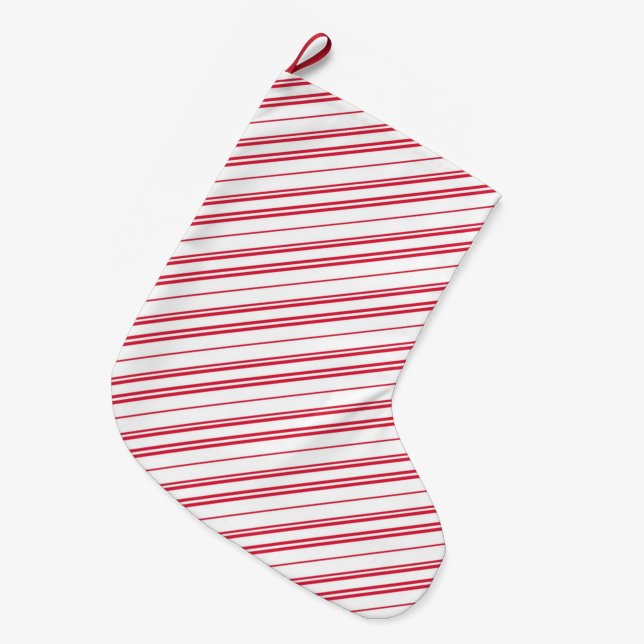 Meia De Natal Grande Peppermint Christmas Candy Cane Stripes (Frente (Pendurada))