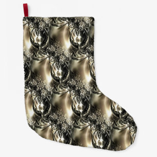 Meia De Natal Grande Pérolas Douradas