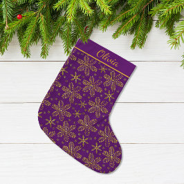 Meia De Natal Grande Personalizado em Roxo e Dourado