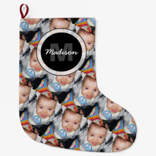 Meia De Natal Grande Personalizar o Monograma do seu padrão de fotos