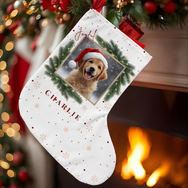Meia De Natal Grande Personalized Christmas Pet Photo – Holiday (Criador carregado)
