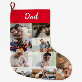 Meia De Natal Grande Personalized Dad Photo Collage Christmas Stocking 