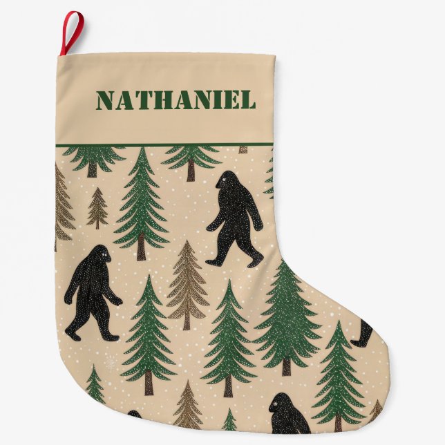 Meia De Natal Grande Personalized  Double sided Novelty Yeti  (Frente)