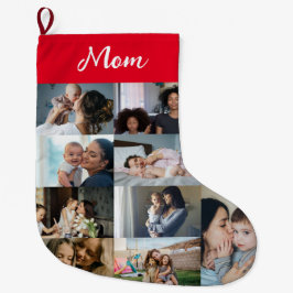 Meia De Natal Grande Personalized Mom Photo Collage Christmas Stocking 