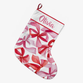 Meia De Natal Grande Personalized Red Bows & Ribbons Christmas Stocking