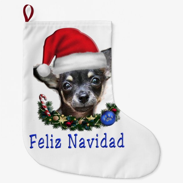 Meia De Natal Grande Pestanejo de Natal de animais (Frente)