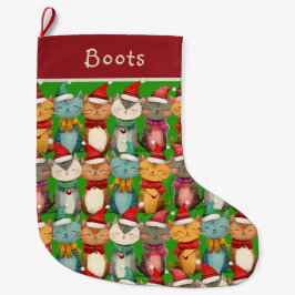 Meia De Natal Grande Pet De Gato Branco Bonito