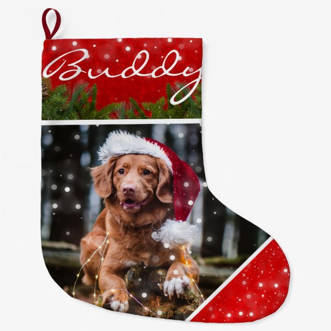 Meia De Natal Grande Pet Photo Christmas Personalized Stocks (Paragem p (Frente)