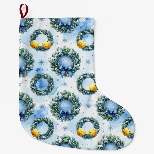 Meia De Natal Grande Pickleball Christmas themed (Frente)