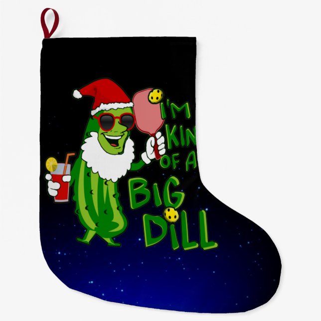 Meia De Natal Grande Pickleball Santa Big Dill (Frente)