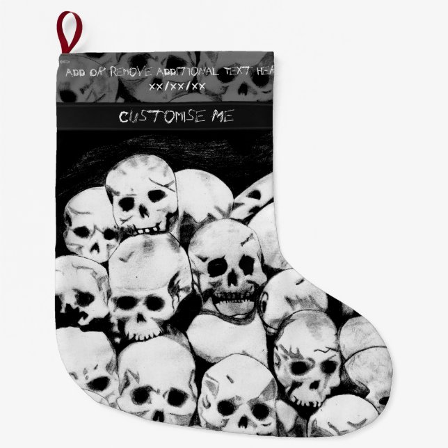 Meia De Natal Grande Pile-O-Skulls (Frente)