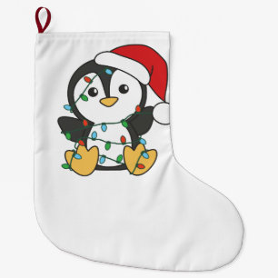 Meia De Natal Grande Pinguins de Natal de Inverno Pinguins