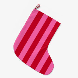 Meia De Natal Grande Pink and Red Peppermint Stripes