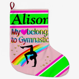 Meia De Natal Grande PINK bonito PERSONALIZADO GYMNAST