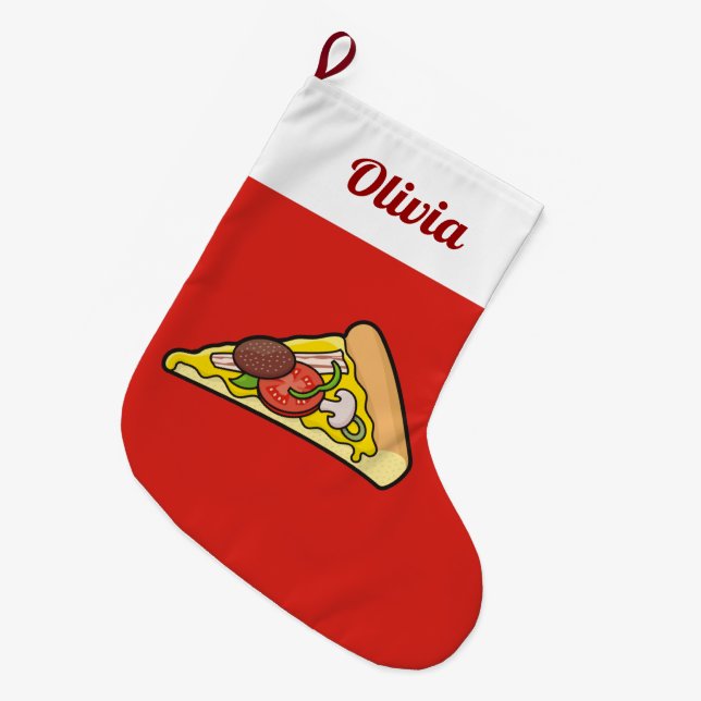 Meia De Natal Grande Pizza Slice (Frente (Pendurada))