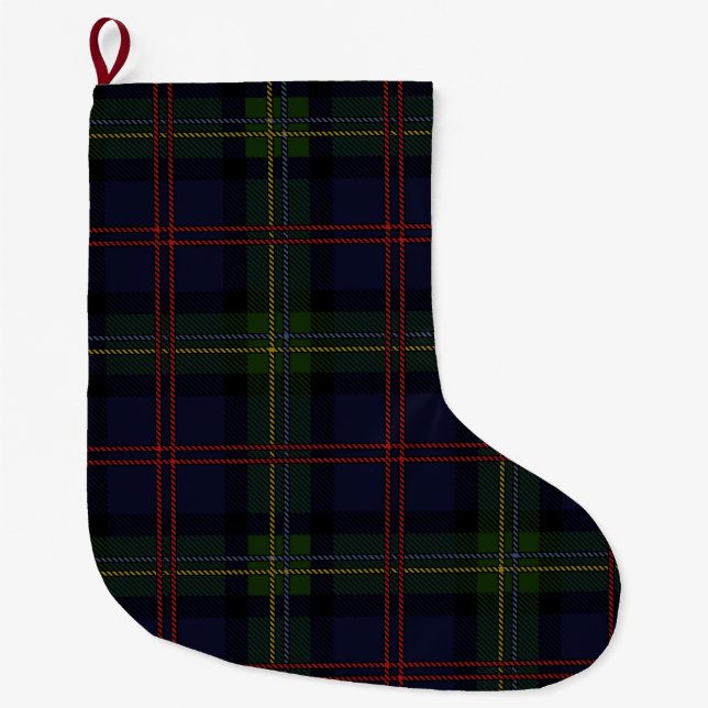 Meia De Natal Grande Plaid Elegant Rustic Holiday Tartan (Frente)