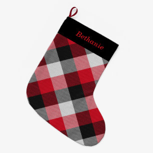 Meia De Natal Grande Plaid Multicolor de Búfalo Personalizado