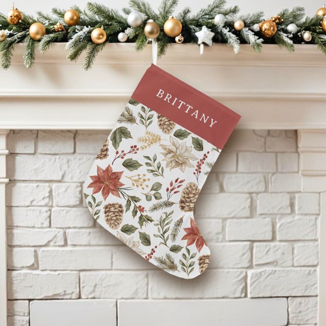 Meia De Natal Grande Poinsettia Festiva Elegante (Criador carregado)