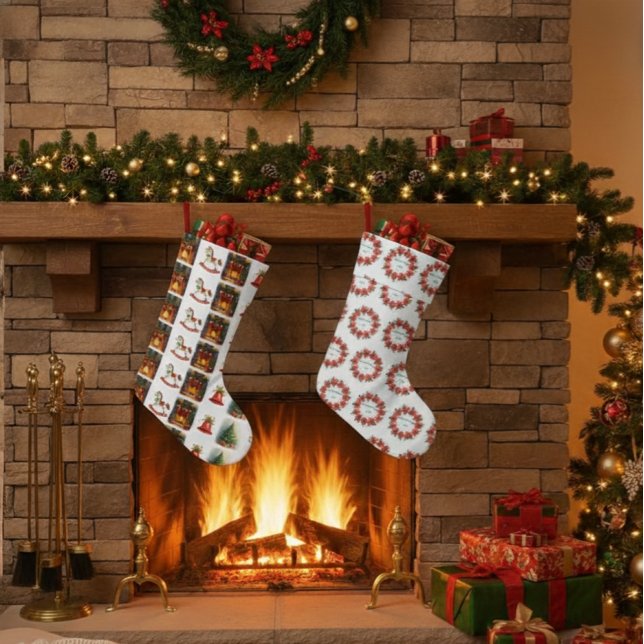 Meia De Natal Grande Poinsettia Wreath "Merry Christmas 2025 (Criador carregado)