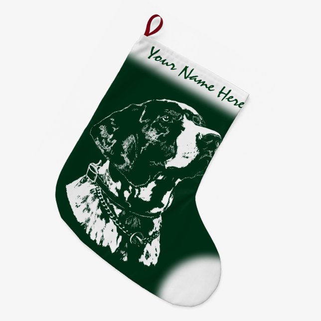 Meia De Natal Grande Pôinter Dog Christmas Stocks Dog Lover (Frente (Pendurada))