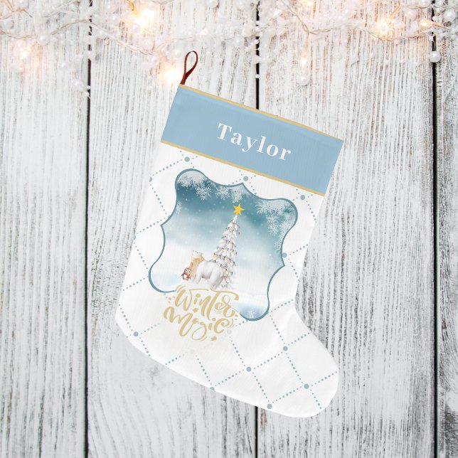 Meia De Natal Grande Polar Bear e Penguin no Natal (Criador carregado)