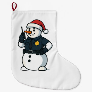 Meia De Natal Grande Policial Boneco de Neve Natal 2026 Feriado Lei