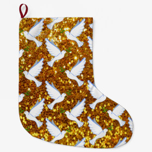 Meia De Natal Grande Pombas