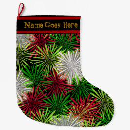 Meia De Natal Grande PomPoms da Tinsel Natal (Personalizado)