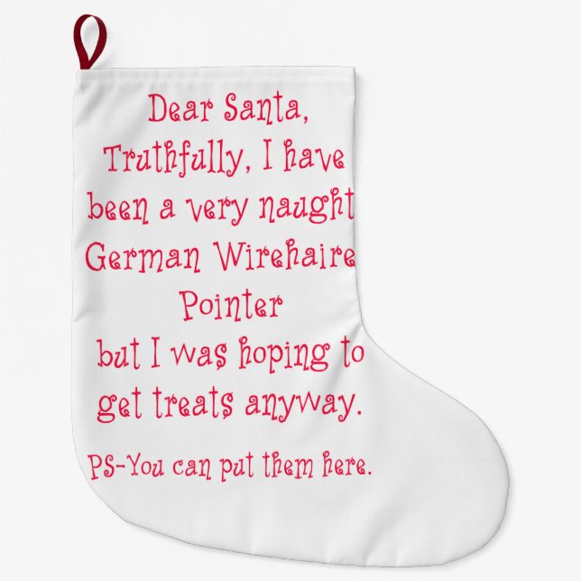 Meia De Natal Grande Ponteiro Wirehaired alemão impertinente (Frente)
