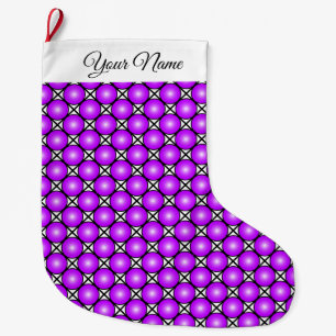 Meia De Natal Grande Ponto cor-de-rosa magenta Padrão branco preto Nom