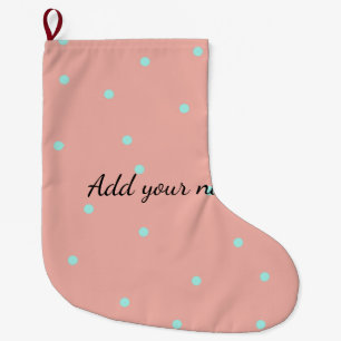 Meia De Natal Grande Pontos polka azul laranja abstrato adicionar nome