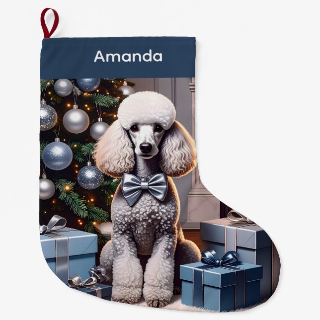 Meia De Natal Grande Poodle Christmas (Frente)