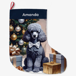 Meia De Natal Grande Poodle Christmas