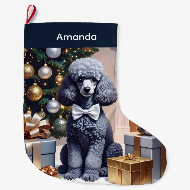 Meia De Natal Grande Poodle Christmas (Frente)