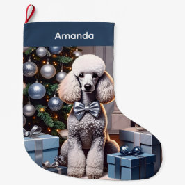 Meia De Natal Grande Poodle Christmas