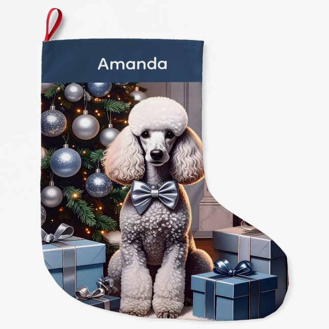 Meia De Natal Grande Poodle Christmas (Frente)