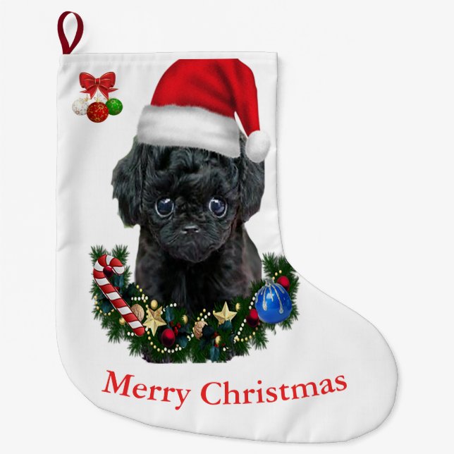 Meia De Natal Grande Poodle Natal (Frente)