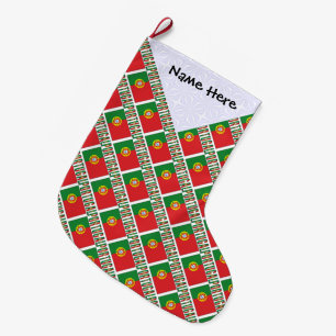 Meia De Natal Grande Portugal Portuguese Flag Tiled Personalized
